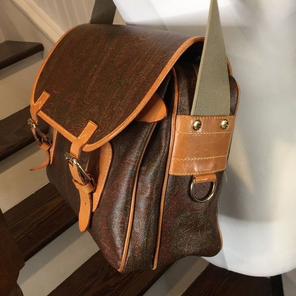 K ETRO Paisley Briefcase Laptop Crossbody Shoulder Bag Front Flap Buckle Closure - Picture 15 of 17